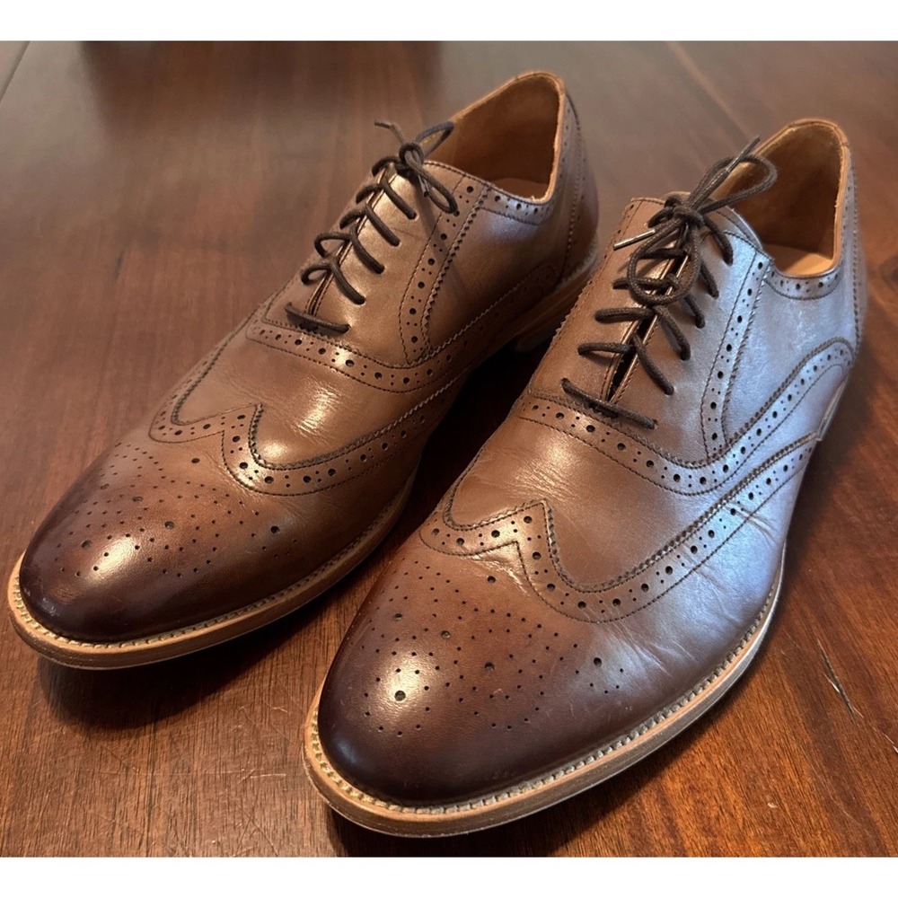 JWN John W Nordstrom Preston Men's 15 M Brown Leather Wingtip Oxford Dress Shoes
